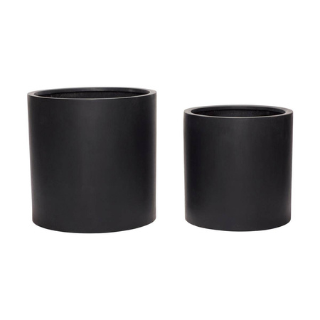 Set of 2 HÜBSCH MODERN ceramic flowerpots black