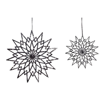 Set of 2 HÜBSCH snowflakes black