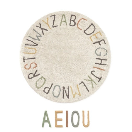 Dywan bawełniany Lorena Canals ABC beżowy Ø120 cm