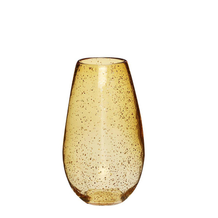 Glass vase HÜBSCH AMBER yellow brass