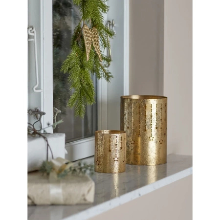 Zestaw 2 świeczników Bloomingville MISTA złotych