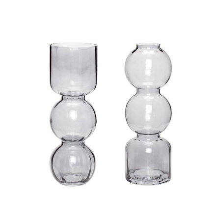 Set of 2 HÜBSCH SMOKED transparent vases