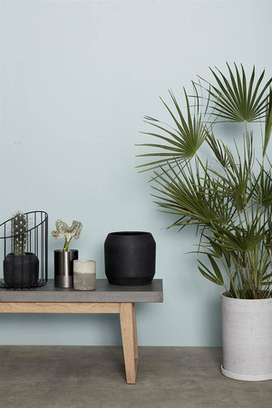 Zestaw 2 ceramicznych doniczek z podstawkami Hübsch GREY szarych rozmiar L
