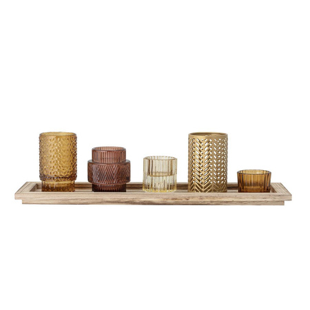 Sanga Tray w/Votive, Brown, Glass