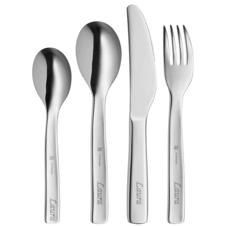 Zestaw sztućców dla dzieci 4 elementy WMF KSIĘŻNICZKA ANNELI srebrny