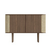 UMAGE TREASURES 2-door chest of drawers, dark oak, Viennese wickerwork