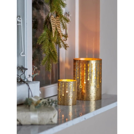 Zestaw 2 świeczników Bloomingville MISTA złotych