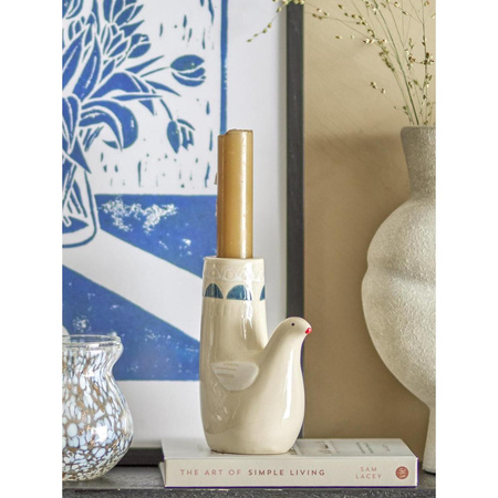 Trudy Candle Holder, White, Stoneware