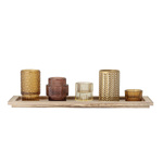 Sanga Tray w/Votive, Brown, Glass