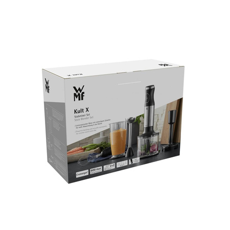 WMF KULT X silver hand blender with accessories