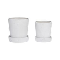Zestaw 2 ceramicznych doniczek z podstawkami Hübsch GREY szarych rozmiar M