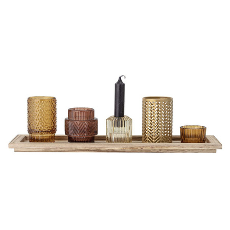 Sanga Tray w/Votive, Brown, Glass