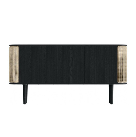 UMAGE TREASURES 3-door chest of drawers, oak, black, Viennese wickerwork