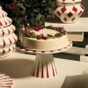 Porcelanowa patera na ciasto ALESSI DELIGHT biało czerwona