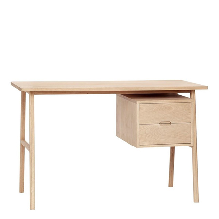 HÜBSCH desk with drawers, oak, 120 cm, natural