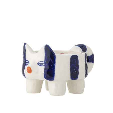 Caty Candle Holder, Blue, Stoneware