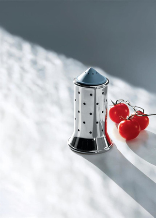 ALESSI salt shaker with blue stopper silver