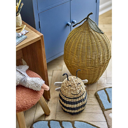 Finn Basket w/Lid, Black, Water Hyacinth