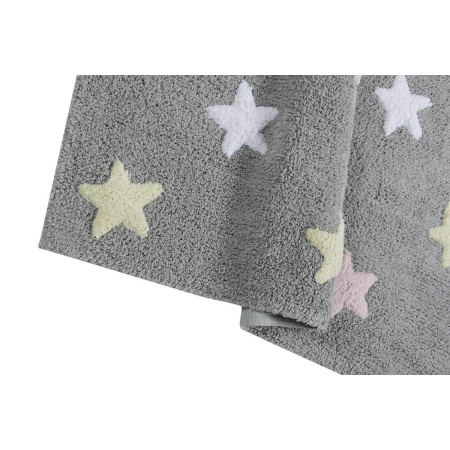 Dywan bawełniany Lorena Canals TRICOLOR STARS szary 160 x 120 cm