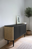 UMAGE TREASURES 3-door chest of drawers, oak, black, Viennese wickerwork