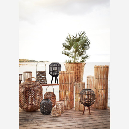 Set of 3 MADAM STOLTZ bamboo baskets with lids natural