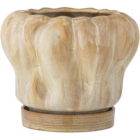 Hollis Flowerpot w/Saucer, Nature, Stoneware