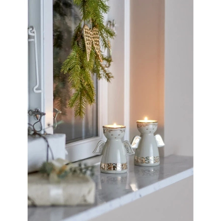 Faella Votive & Candle Holder, White, Stoneware
