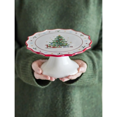 Naive Cake Tray, Red, Ceramic