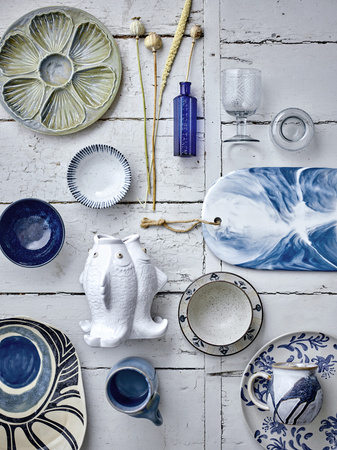 Camellia Bowl, Blue, Porcelain