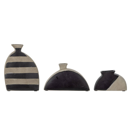 Set of 3 BLOOMINGVILLE NEZHA Vases Black