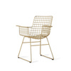 Metalowe krzesło druciane z podłokietnikami HKLIVING WIRE złote