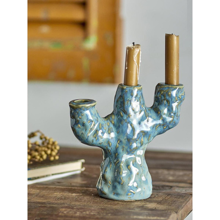 Tahoka Candle Holder, Blue, Stoneware