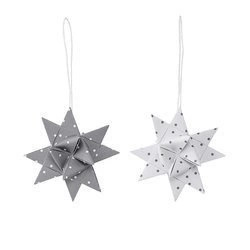 Zestaw 2 papierowych dekoracji świątecznych Bloomingville Gwiazda biało szara