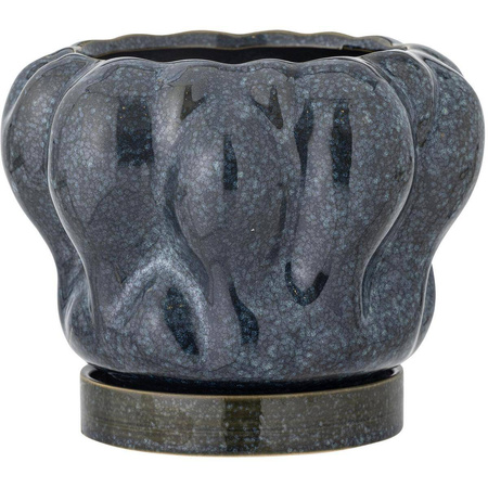 Hollis Flowerpot w/Saucer, Blue, Stoneware