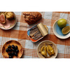 Vida check table cloth amber/blue (180x180cm)