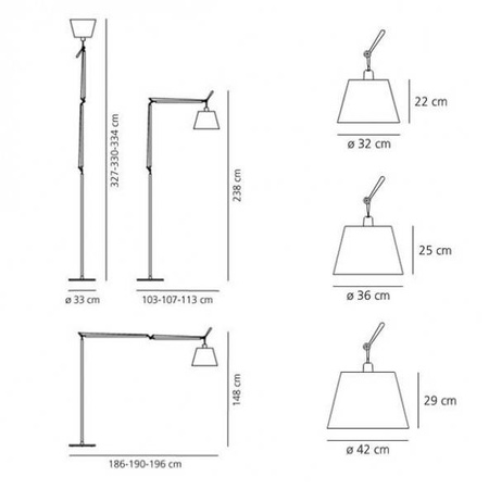 Lampa podłogowa Artemide Tolomeo Mega 42 cm srebrna ze ściemniaczem