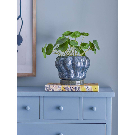 Hollis Flowerpot w/Saucer, Blue, Stoneware