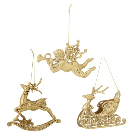 Anisa Ornament, Gold, Plastic