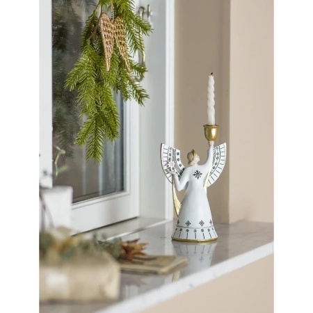 Evangeline Candle Holder, White, Polyresin