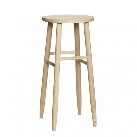 Wooden bar stool HÜBSCH ROUND natural