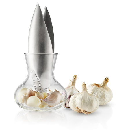 Garlic press with glass jar