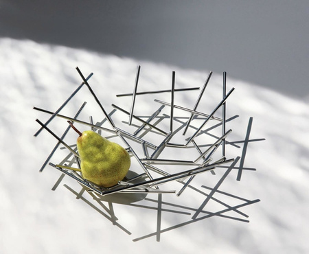 Kosz Patyki Alessi Blow Up srebrny