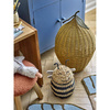 Finn Basket w/Lid, Black, Water Hyacinth