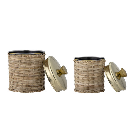 Abas Jar w/Lid, Brass, Stainless Steel