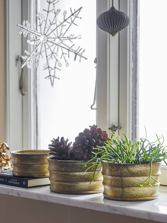 Set of 3 BLOOMINGVILLE LUCILLA Gold Flowerpots