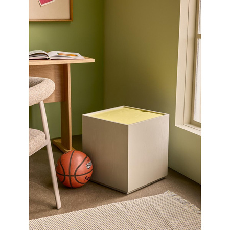 Vault Side Table/Storage Box Grey/Yellow