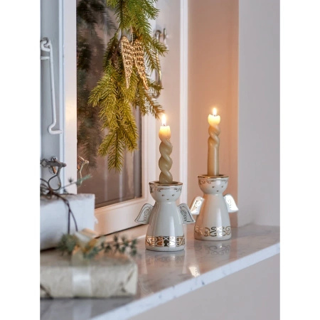 Faella Votive & Candle Holder, White, Stoneware