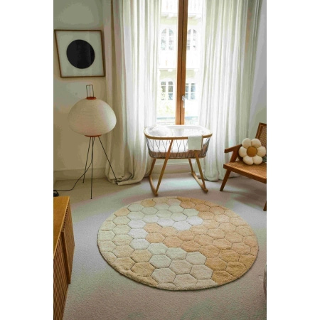 Dywan bawełniany Lorena Canals PLANET BEE żółty Ø140 cm