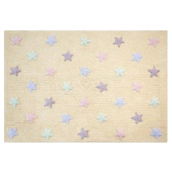 Dywan bawełniany Lorena Canals TRICOLOR STARS żółty 160 x 120 cm
