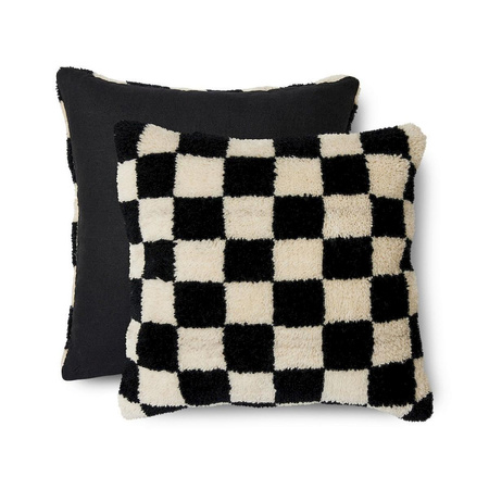 Woolen cushion black and white statement (50x50cm)